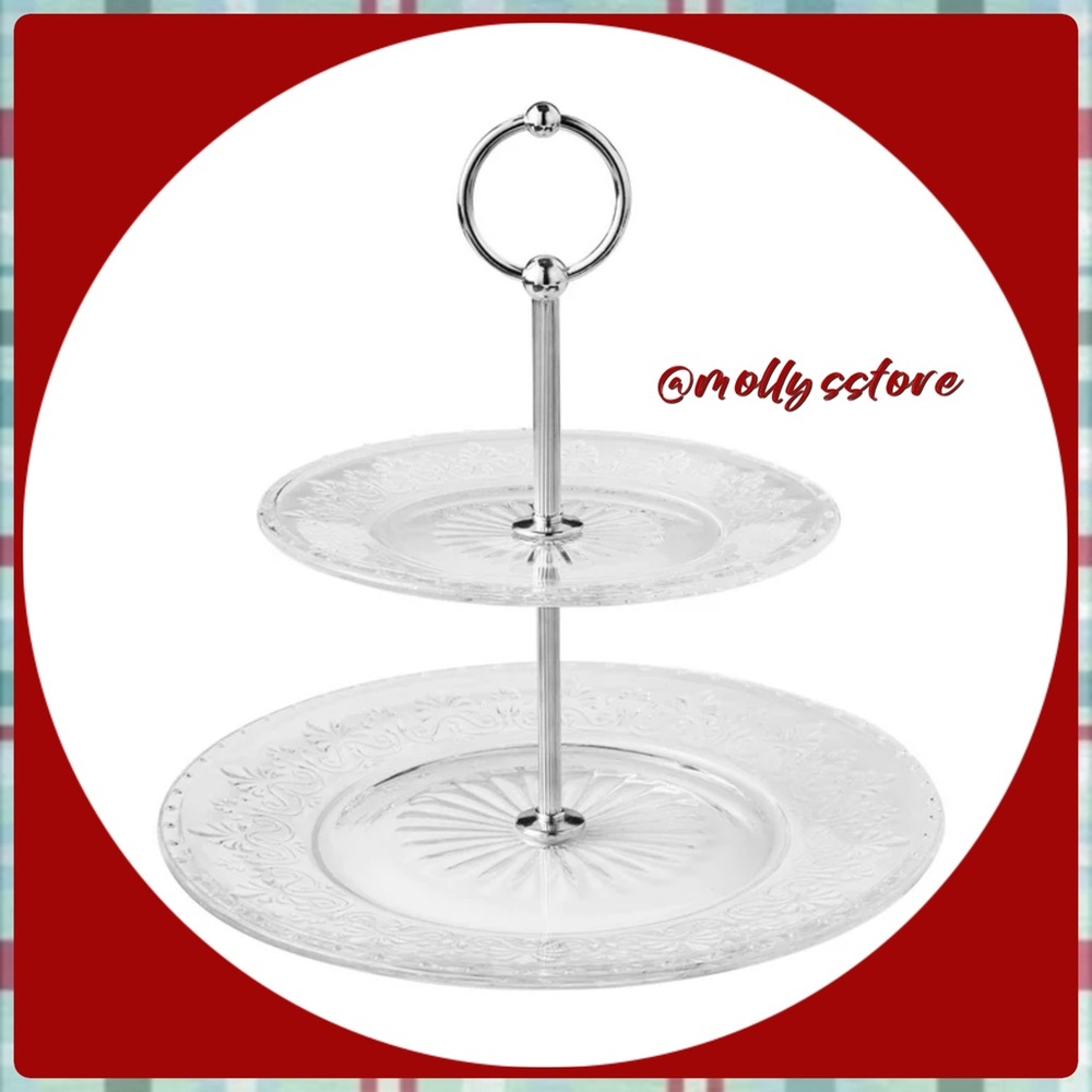 🌸 New The Pioneer Woman Two-Tiered Glass Server, Clear